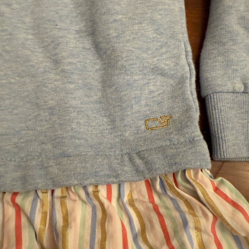 Vineyard Vines‎ Blue Sweater with Striped Ruffle Skirt - Picture 3 of 5